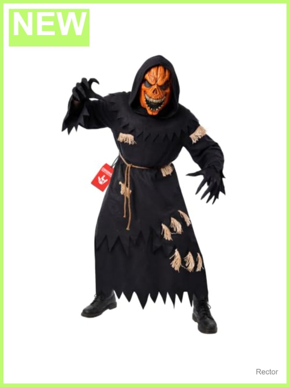 Scary Pumpkin Costume Robe Mask Gloves, Halloween Adult Men's